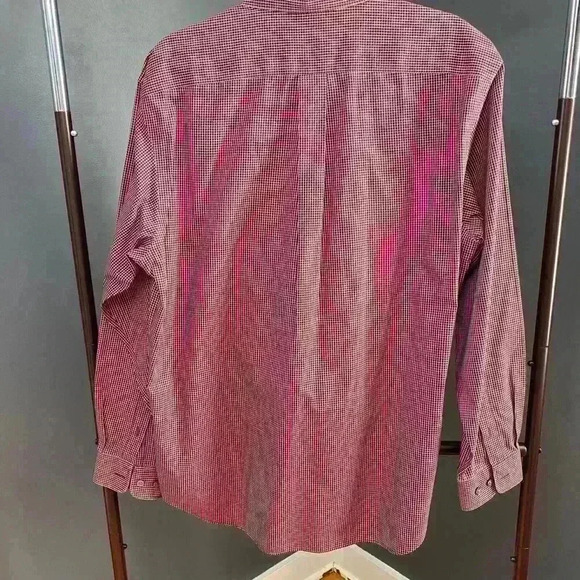 Eddie Bauer Mens M Button Down Wrinkle Resistant Red Plaid Long Sleeve Shirt - Picture 6 of 11